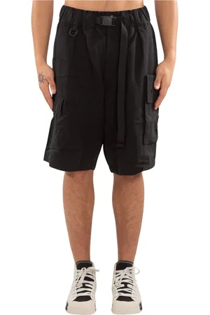 Y-3 Homme, Shorts, Noir, Taille: XL Shorts Cargo Noirs en Sergé Lavé