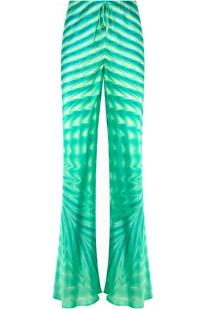 Roberto Cavalli Femme, Pantalons, Vert, Taille: 40 FR Pantalon Vert en Soie avec Verre Optique