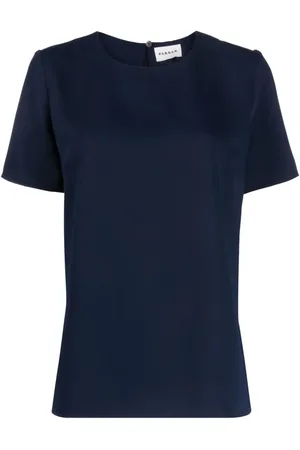 P.A.R.O.S.H. Femme, Tops, Bleu, Taille: 38 FR Chemisier Bleu Nuit à Manches Courtes