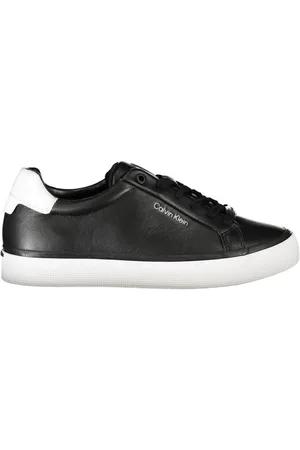 Calvin Klein Femme, Chaussures, Noir, Taille: 38 EU Baskets en cuir avec détails contrastants