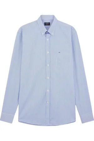 Paul & Shark Homme, Chemises, Bleu, Taille: 4XL Chemise en Popeline de Coton à Manches Longues