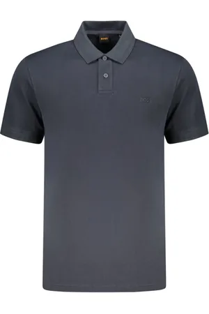 HUGO BOSS Homme, Tops, Noir, Taille: L Polo en Coton Bleu avec Broderie