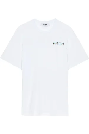 Msgm Homme, Tops, Blanc, Taille: M T-shirt blanc avec logo crayon