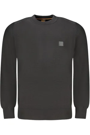 HUGO BOSS Homme, Sweatshirts et sweats à capuche, Noir, Taille: L Pull Homme en Coton Noir
