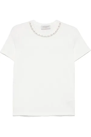 ERMANNO SCERVINO Femme, Tops, Blanc, Taille: 38 FR T-shirt à manches courtes avec applications