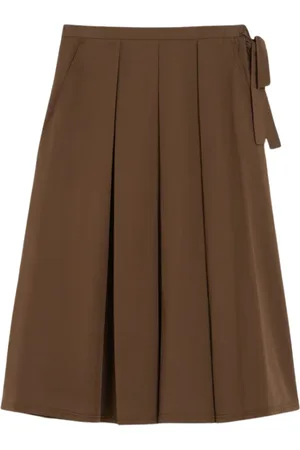 Max Mara Femme, Jupes, Brun, Taille: 38 FR Jupe Midi Marron avec Plis