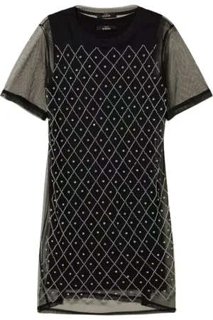Twin-Set Femme, Robes, Noir, Taille: 38 FR Robe Noire en Tulle Brodée Ensemble
