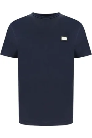 Dolce & Gabbana Homme, Tops, Bleu, Taille: M T-shirt emblématique en coton à monogramme