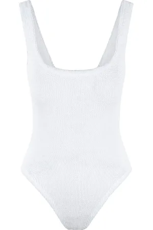 Hunza G Femme, Maillots de bain, Blanc, Taille: ONE Size Maillot de Bain Une Pièce Col Carré Froissé