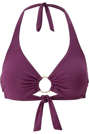Melissa Odabash Femme, Maillots de bain, Rouge, Taille: 42 FR Haut de Bikini Bordeaux avec Détails Dorés