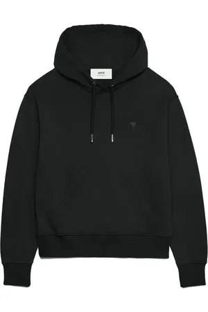Ami Homme, Sweatshirts et sweats à capuche, Noir, Taille: M Sweat à Capuche Noir en Coton Biologique