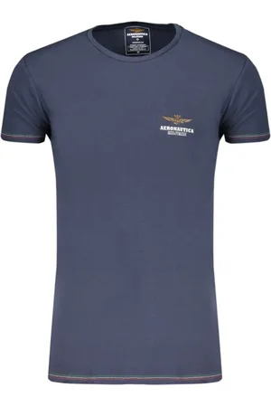 Aeronautica Militare Homme, Tops, Bleu, Taille: L T-shirt en Coton Bleu avec Imprimé