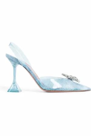 Amina Muaddi Femme, Chaussures, Bleu, Taille: 36 EU Escarpins en verre bleu avec en cristal