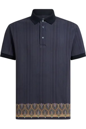 Etro Homme, Tops, Bleu, Taille: M Polo Rayé Bleu Nuit