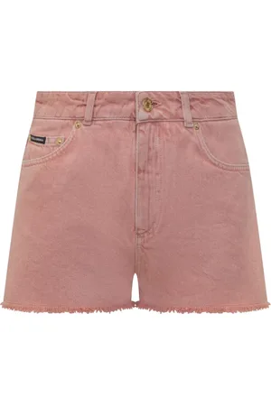 Dolce & Gabbana Femme, Shorts, Rose, Taille: 36 FR Shorts en Denim Rose avec Patch Logo