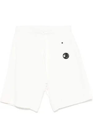 C.P. Company Homme, Shorts, Blanc, Taille: M Shorts en Molleton Blanc avec Poche pour Lentille