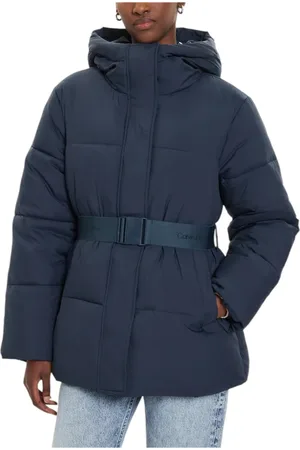 Calvin Klein Femme, Vestes, Bleu, Taille: 40 FR Veste à Capuche Bleue avec Poches