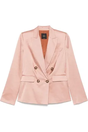 Pinko Femme, Vestes, Rose, Taille: 42 FR Veste de blazer en coton à double boutonnage
