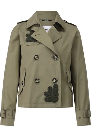Bazar Deluxe Femme, Vestes, Vert, Taille: 32 FR Trench-court brodé de perles