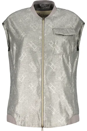 HERNO Femme, Vestes, Gris, Taille: 36 FR Gilet à Fermeture Éclair et Logo Jacquard