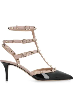 VALENTINO GARAVANI Femme, Chaussures, Noir, Taille: 36 EU Rockstud Patent cuir slingback pompes