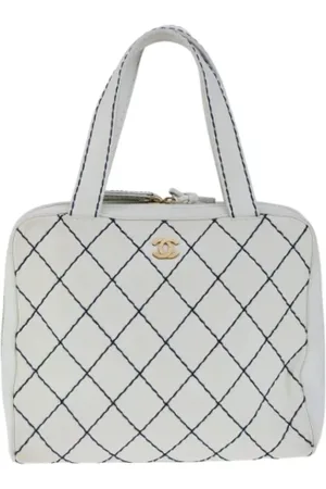 CHANEL Femme, Pre-owned, Blanc, Taille: ONE Size Pre-owned Cuir cabas