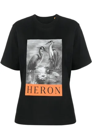 Heron Preston Femme, Tops, Noir, Taille: 38 FR T-shirt à imprimé graphique