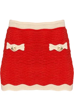 Retrofete Femme, Jupes, Rouge, Taille: 40 FR Jupe Rouge en Tricot avec Détail Brodé