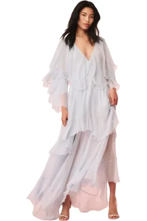 LOVESHACKFANCY Femme, Robes, Bleu, Taille: 40 FR Robe longue en mousseline de soie Collia d