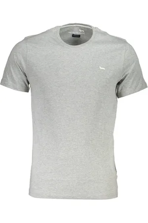 HARMONT&BLAINE Homme, Tops, Gris, Taille: M T-shirt en Coton Gris avec Broderie