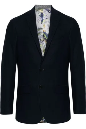 Etro Homme, Vestes, Bleu, Taille: XL Blazer Bleu en Jacquard avec Motif Géométrique