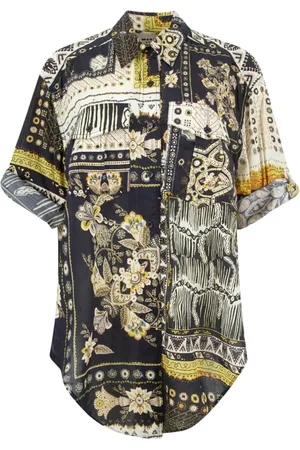 Isabel Marant Femme, Blouses et Chemises, Multicolore, Taille: 38 FR Chemise en Coton Noir/Ocre