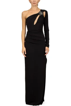 AMEN Femme, Robes, Noir, Taille: 38 FR Robe Longue Noire avec Application dÉtoile