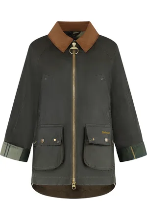 Barbour Femme, Vestes, Vert, Taille: 36 FR Veste en coton ciré avec col en velours côtelé