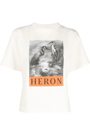 Heron Preston Femme, Tops, Blanc, Taille: 40 FR T-Shirt en Coton avec Logo BW