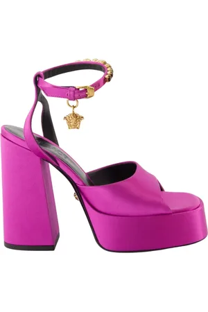 VERSACE Femme, Chaussures, Rose, Taille: 36 EU Sandales à plateforme Medusa avec cristaux