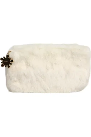 Dolce & Gabbana Femme, Sacs, Blanc, Taille: ONE Size Pochette en Fourrure Luxueuse avec Détails en Or