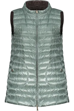 HERNO Femme, Vestes, Vert, Taille: 38 FR Gilet Matelassé Réversible avec Détail Logo