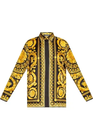 VERSACE Femme, Blouses et Chemises, Jaune, Taille: 38 FR Chemise à motifs