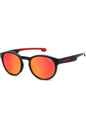 Carrera Homme, Accessoires, Noir, Taille: ONE Size Lunettes de soleil rondes noires avec verre rouge