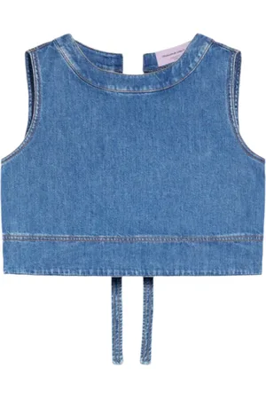 Max Mara Femme, Tops, Bleu, Taille: 40 FR Haut sans Manches en Denim Bleu Marine avec Détails