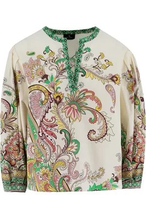 Etro Femme, Blouses et Chemises, Multicolore, Taille: 38 FR Chemisier en Coton Imprimé Paisley Col en V