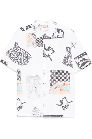 Les Deux Homme, Chemises, Blanc, Taille: S Chemise à Manches Courtes à Imprimé Graphique