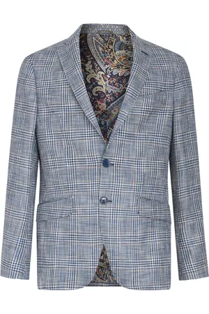 Etro Homme, Vestes, Bleu, Taille: M Blazer Casual Bleu Pied-de-Poule