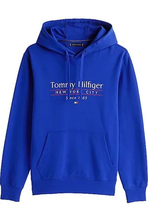 Tommy Hilfiger Homme, Sweatshirts et sweats à capuche, Bleu, Taille: M Sweat à Capuche Bleu Center Stack