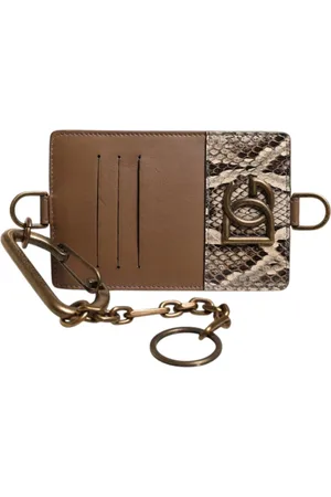 Dolce & Gabbana Femme, Accessoires, Brun, Taille: ONE Size Porte-cartes en Cuir Exotique avec Plaque Logo