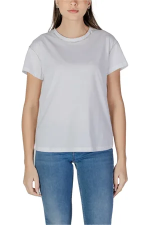 Liu Jo Femme, Tops, Blanc, Taille: 36 FR T-shirt à Manches Courtes en Coton Printemps/Été