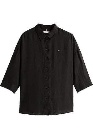 Tommy Hilfiger Femme, Blouses et Chemises, Noir, Taille: 38 FR Chemise noire à manches larges