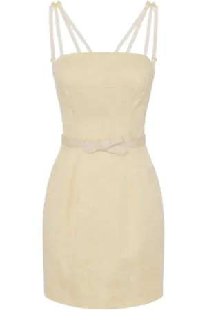 Elisabetta Franchi Femme, Robes, Jaune, Taille: 42 FR Robe Mini Jaune en Jacquard avec Nœuds