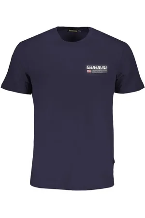 Napapijri Homme, Tops, Bleu, Taille: L T-shirt en coton bleu avec logo imprimé